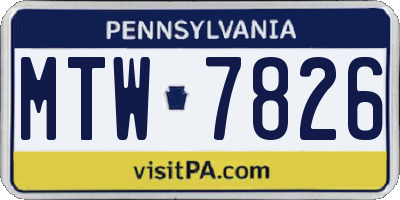PA license plate MTW7826