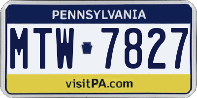 PA license plate MTW7827