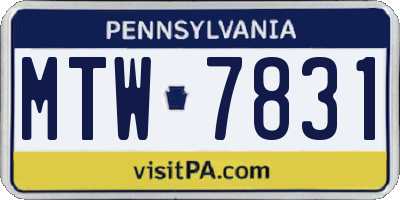 PA license plate MTW7831
