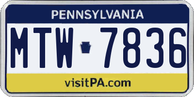 PA license plate MTW7836
