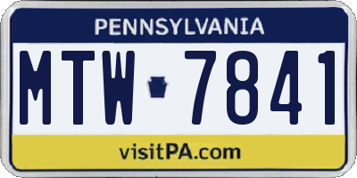 PA license plate MTW7841
