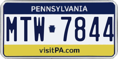 PA license plate MTW7844