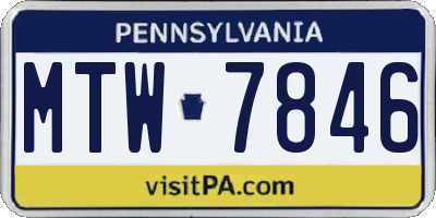 PA license plate MTW7846