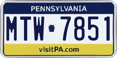 PA license plate MTW7851
