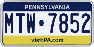 PA license plate MTW7852