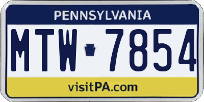 PA license plate MTW7854