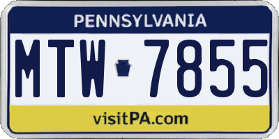 PA license plate MTW7855