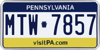 PA license plate MTW7857