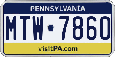 PA license plate MTW7860