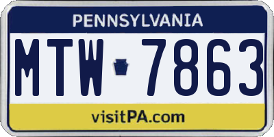 PA license plate MTW7863