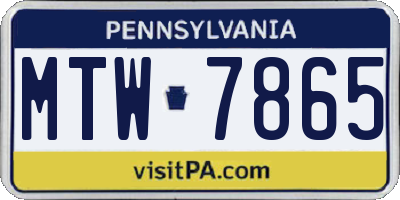 PA license plate MTW7865