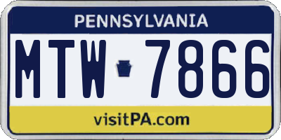 PA license plate MTW7866