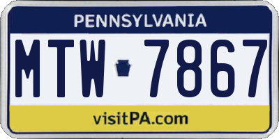 PA license plate MTW7867
