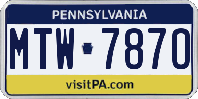 PA license plate MTW7870