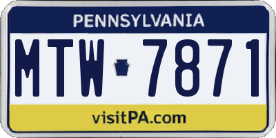 PA license plate MTW7871