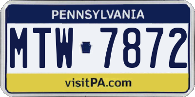 PA license plate MTW7872