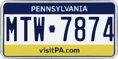 PA license plate MTW7874