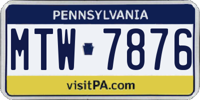PA license plate MTW7876