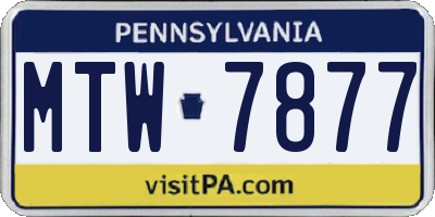 PA license plate MTW7877