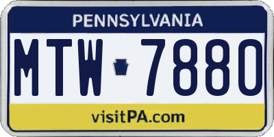 PA license plate MTW7880