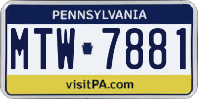 PA license plate MTW7881