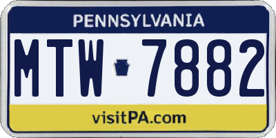 PA license plate MTW7882