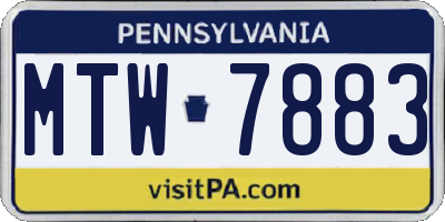 PA license plate MTW7883