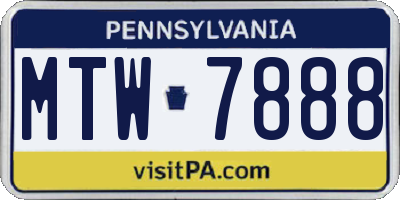 PA license plate MTW7888
