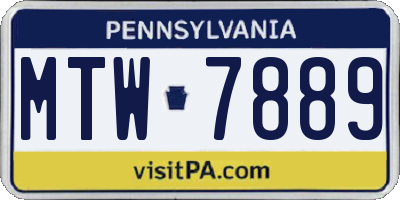 PA license plate MTW7889