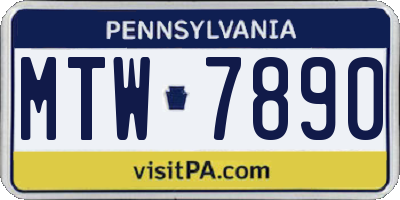 PA license plate MTW7890