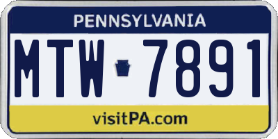 PA license plate MTW7891