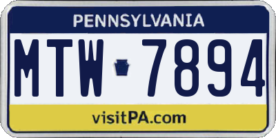 PA license plate MTW7894