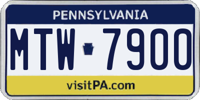 PA license plate MTW7900