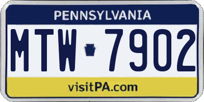 PA license plate MTW7902