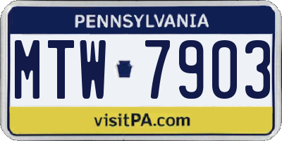 PA license plate MTW7903