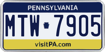 PA license plate MTW7905