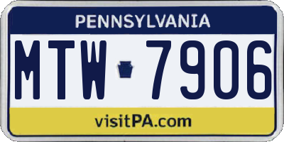 PA license plate MTW7906