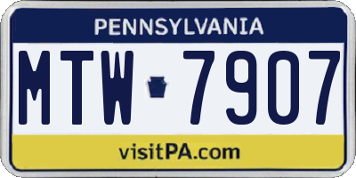 PA license plate MTW7907