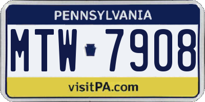 PA license plate MTW7908