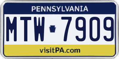 PA license plate MTW7909