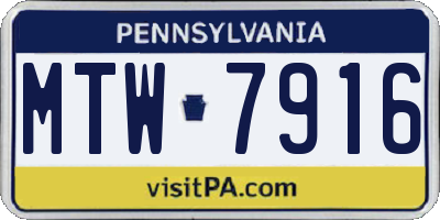 PA license plate MTW7916