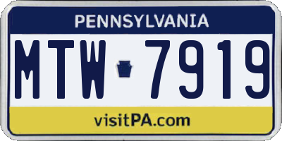 PA license plate MTW7919