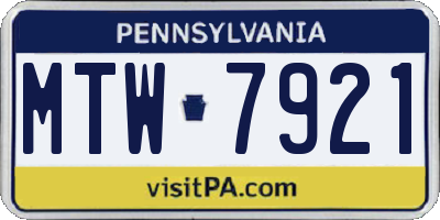 PA license plate MTW7921