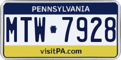 PA license plate MTW7928