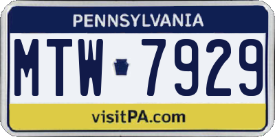 PA license plate MTW7929