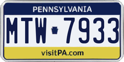 PA license plate MTW7933
