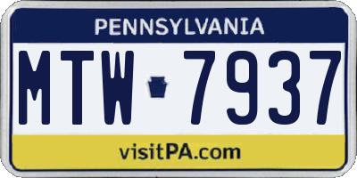 PA license plate MTW7937