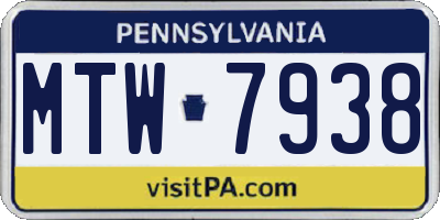 PA license plate MTW7938
