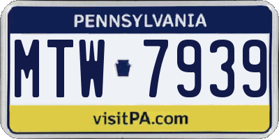 PA license plate MTW7939