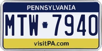 PA license plate MTW7940
